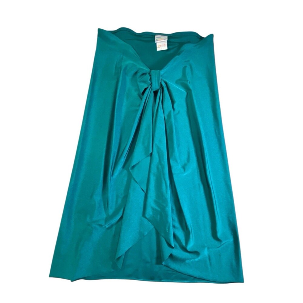 Westbound Beach Womens L Teal Swim Cover Up Skirt Tie Front Sarong Made USA